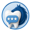 Blue wolf logo with a white speech bubble and three stars inside