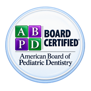 American Board of Pediatric Dentistry board certified logo with APD letters in green, purple, and blue