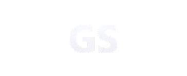 Blassblaue „GS“-Buchstaben mittig auf weißem Hintergrund.