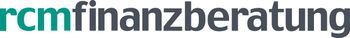 Logo von rcmfinanzberatung in grüner und blauer Schrift mit einem stilisierten türkisfarbenen Symbol
