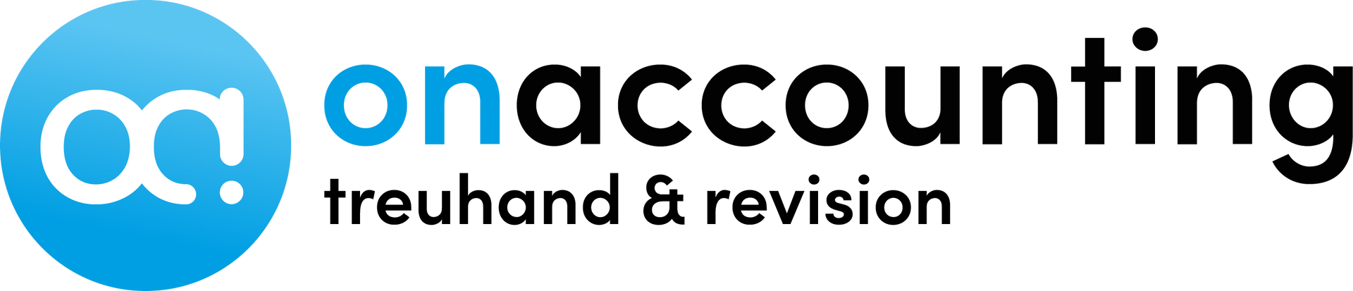 Onaccounting-Logo mit blauem „ac“-Symbol und Text „onaccounting treuhand & revision“