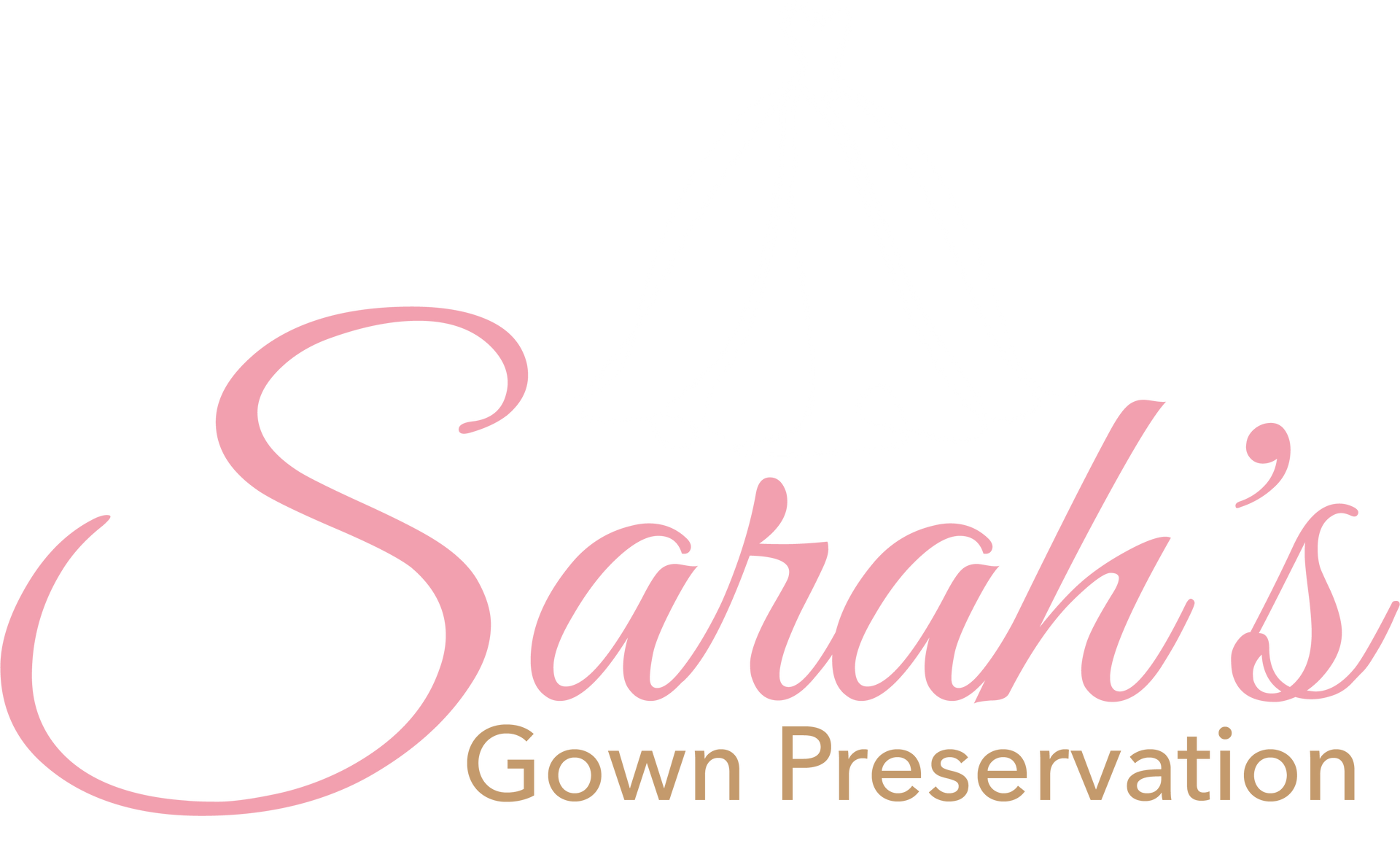 Sarah's Gown Preservation logo: pink script text