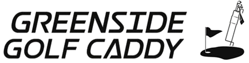 A black and white logo for greenside golf caddy