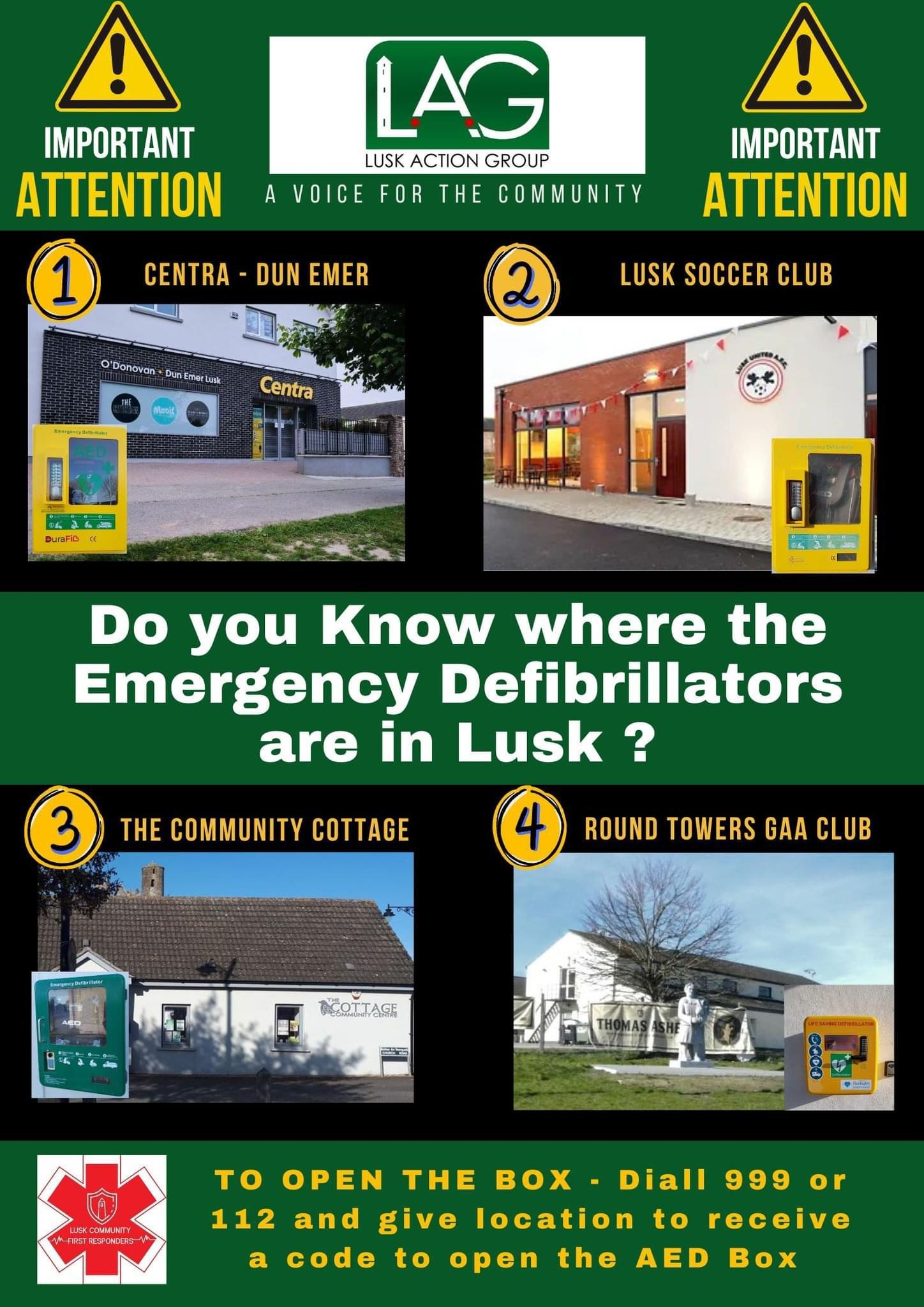 Public AEDs Lusk, Co Dublin