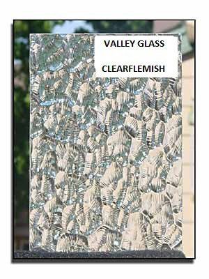Valley Glass Clear Eulemish patterned glass sample with a textured beige and silver surface.