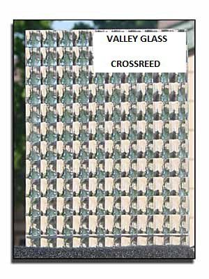 Valley Glass Crossreed sample board with a green and cream woven pattern