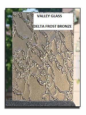 Valley Glass Delta Frost Bronze decorative glass panel with frosted bronze crackle pattern