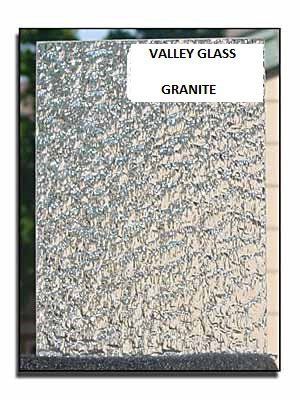 Granite sample board labeled “Valley Glass” at the top.