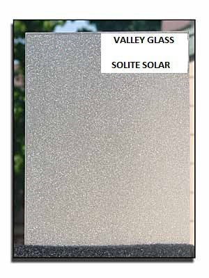 Valley Glass Solite Solar frosted glass panel with a small label at the top right
