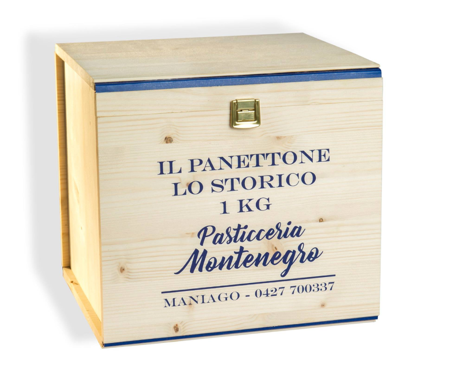 panettone in confezione di legno