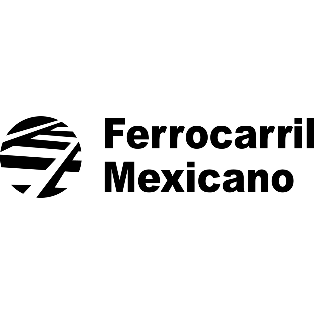 Logotipo de Ferrocarril Mexicano: emblema en blanco y negro, texto "Ferrocarril Mexicano"