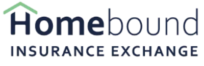 Logo for Homebound Insurance Exchange featuring the dark blue text 
