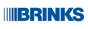 Brinks logo in blue text with vertical blue bars on a white background