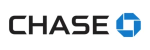 Chase bank logo in black with a blue octagonal icon