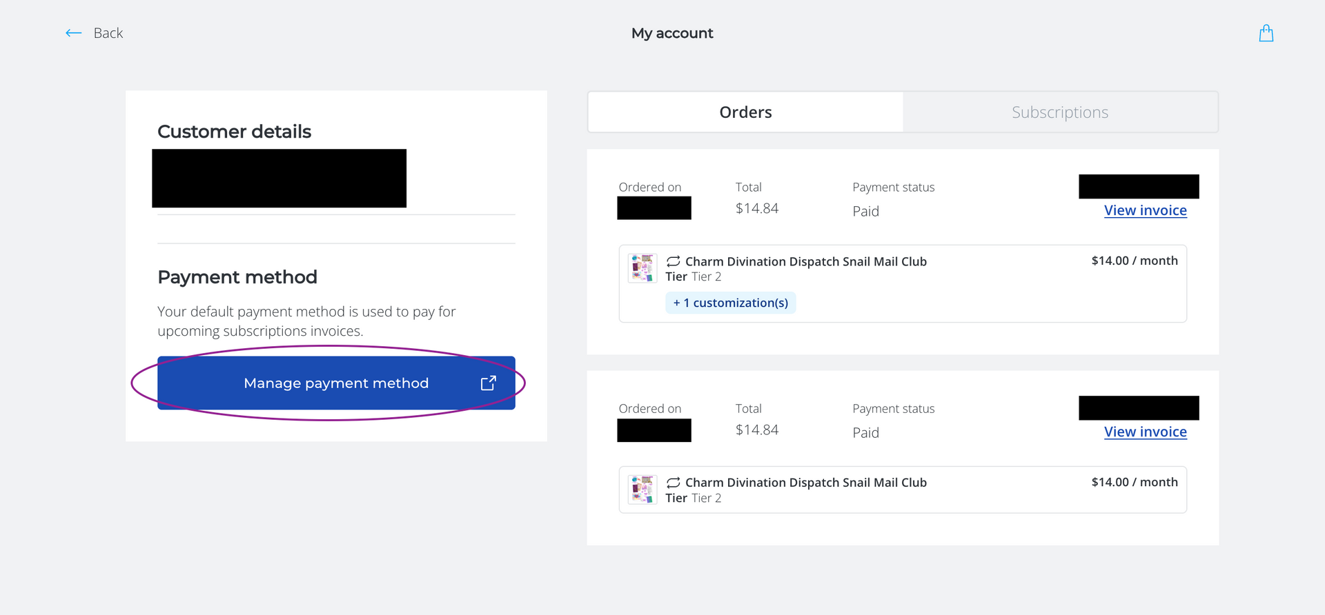 Two-panel website dashboard mockup with cards, black buttons, and a blue call-to-action banner