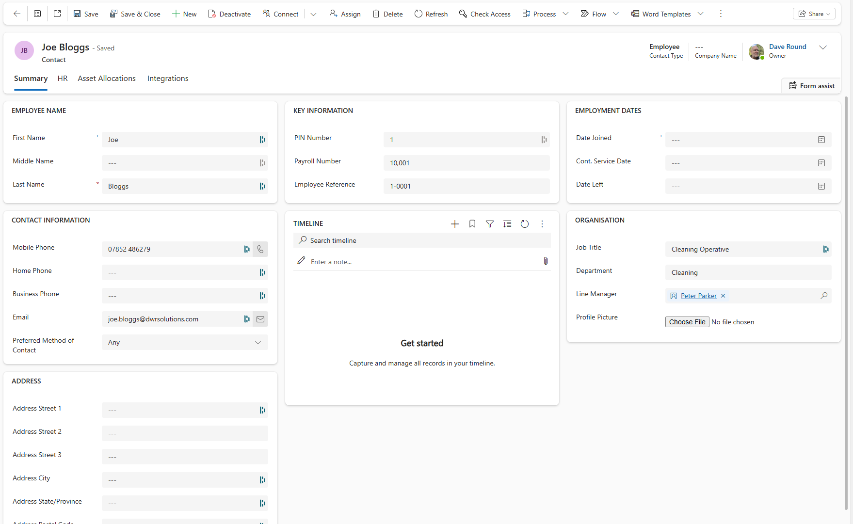 Example of Power Apps: Employees
