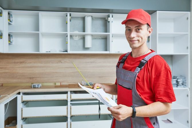 Carpenters installing custom home interior