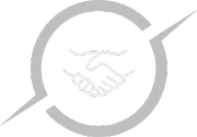 Hands shaking inside a broken circle, representing a deal or agreement.