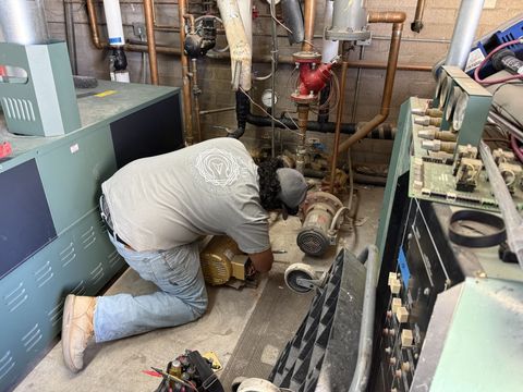 Mechanical room boiler and pump service in a commercial building