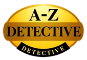 Logo di AZ Detective con testo nero su sfondo ovale dorato