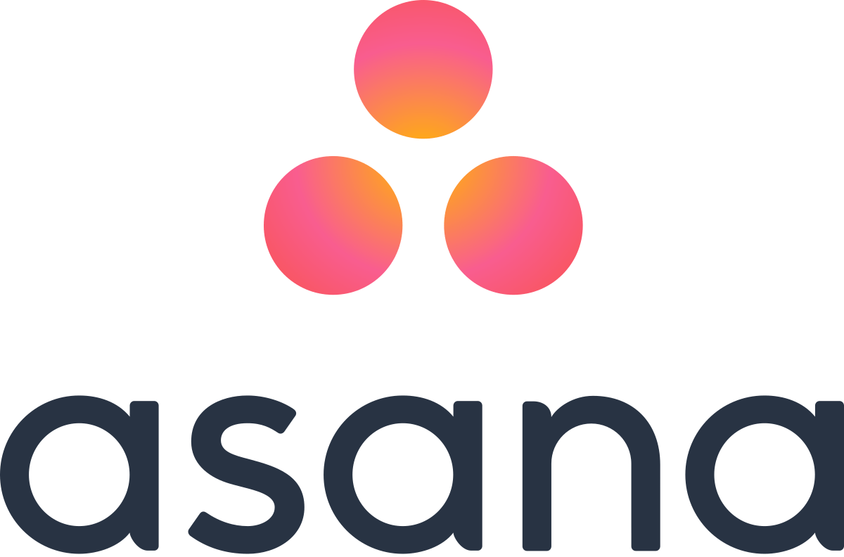 Asana logo: Three gradient circles above dark blue 
