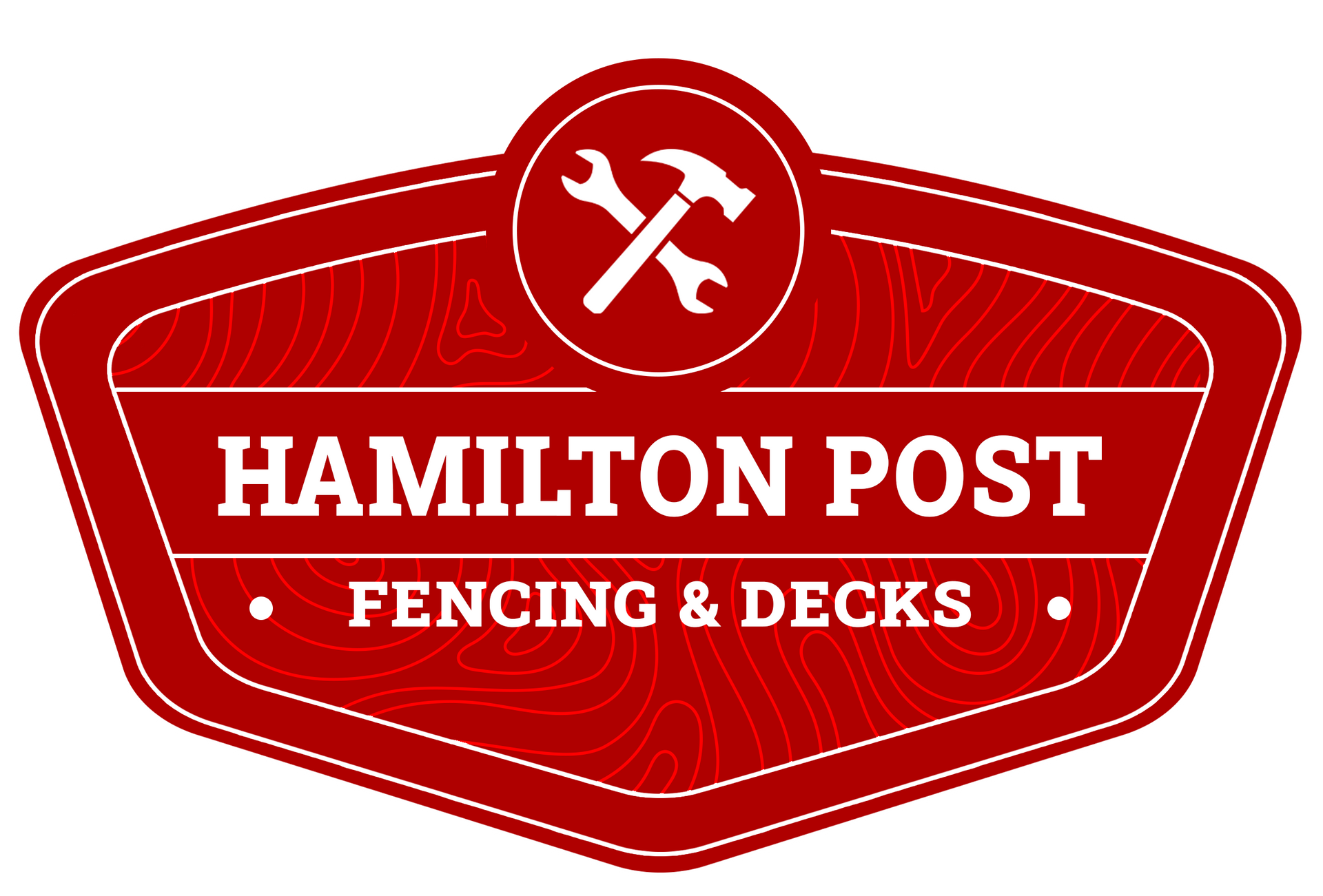 A logo for hamilton post fencing and decks