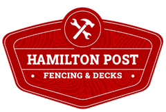 A logo for hamilton post fencing and decks