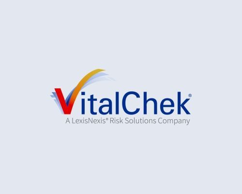 VitalChek logo with red, blue, and gold lettering and the tagline “a LexisNexis risk solutions company.”
