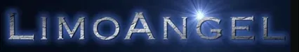 A blue background with the word limo angel written on it