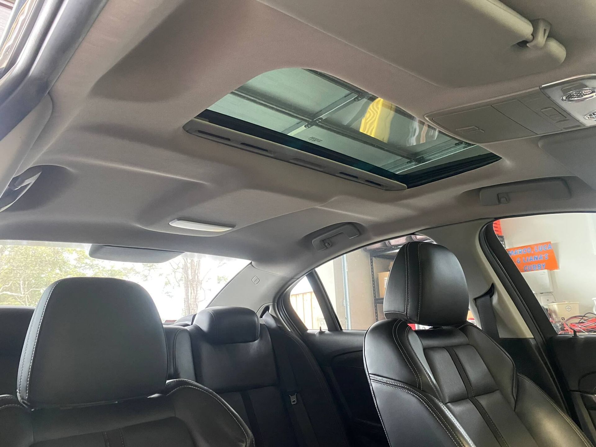 car interior with a sunroof