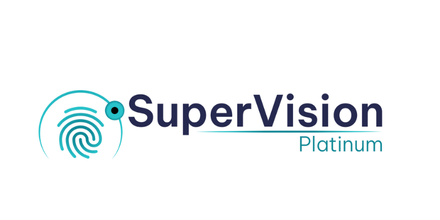 SuperVision Platinum logo with teal fingerprint icon and navy text on white background