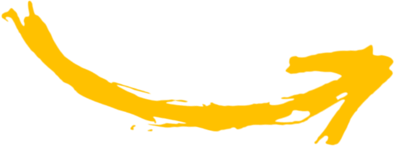 Yellow curved arrow pointing right on a white background