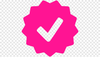 A pink check mark icon on a transparent background.