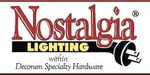 Logo for Nostalgia Lighting, featuring a vintage font and a plug graphic.