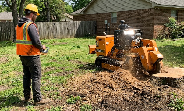 Professional stump grinding services removing a tree stump safely.