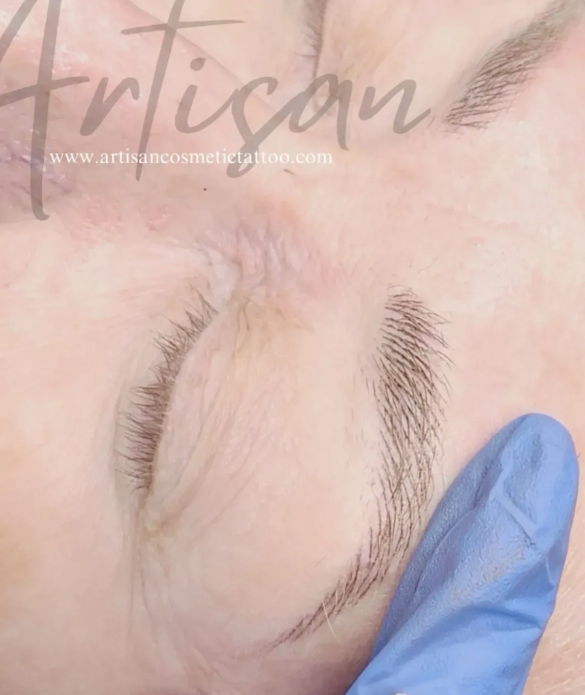 Close-up of Closed Eyes With Microbladed Eyebrows — Artisan Cosmetic Tattoo & Beauty in Worongary, QLD