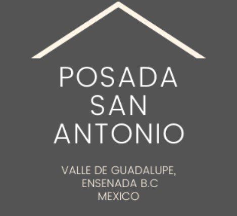 Gray logo reading “Posada San Antonio” with “Valle de Guadalupe, Ensenada BC, Mexico” underneath.