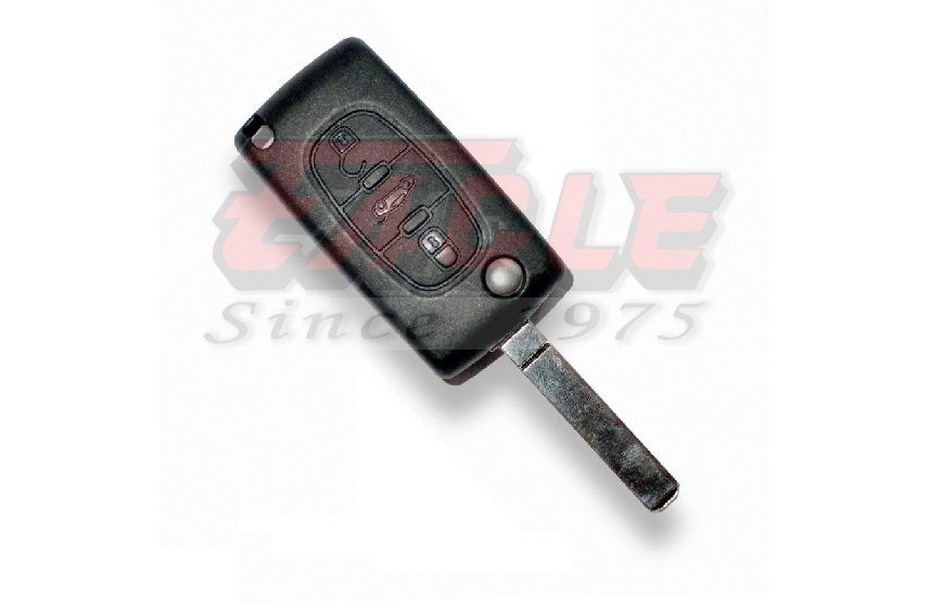 Peugeot 407 Genuine 3 Button Flip Remote with PCF7941 ID46 Transponder Chip. Lock, Unlock and Boot Buttons 649096