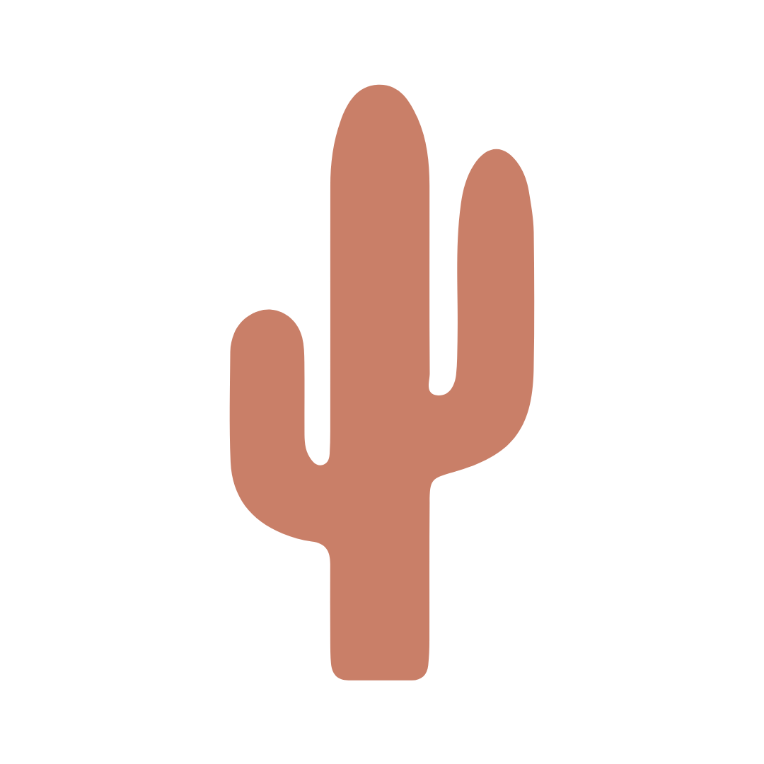 Minimalist terracotta cactus icon on a white background