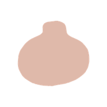 Beige silhouette of a small vase or bottle on a white background