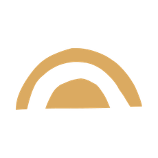Gold arch and semicircle logo on a white background