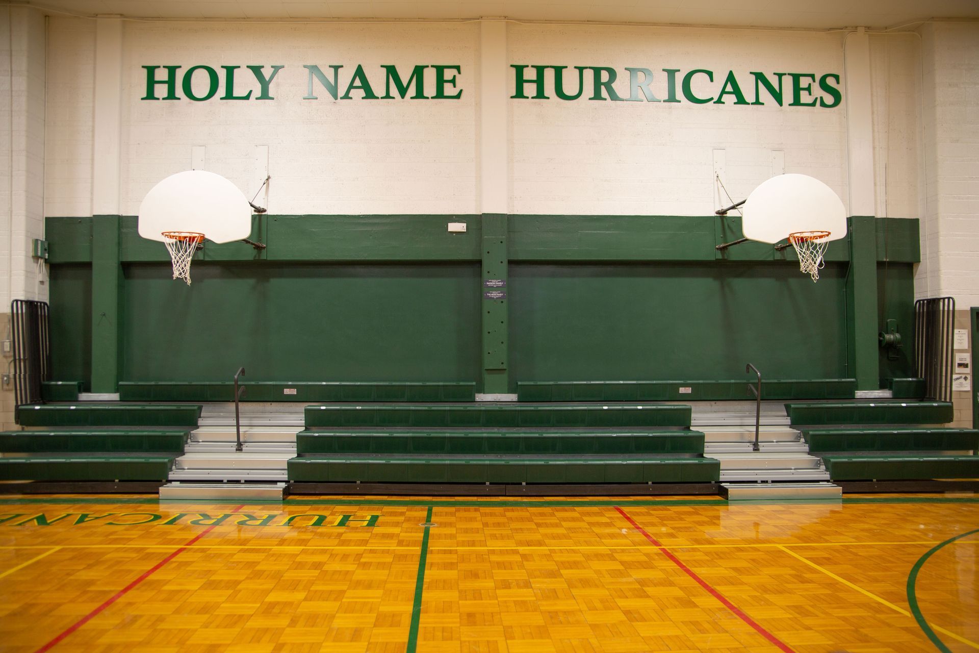 The after image of the Interkal telescopic bleachers at Holy Name Catholic Schools