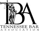 Tennessee Bar Association logo: Lady Justice with scales and sword, beside letters 
