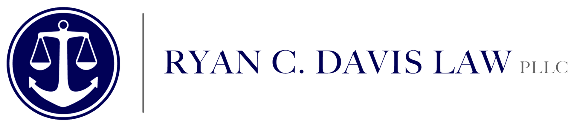 Logo for Ryan C. Davis Law, a law firm, featuring scales of justice over an anchor within a blue circle. Text: "RYAN C. DAVIS LAW PLLC".