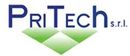 Logo di PriTech srl, nome dell'azienda in blu con un diamante verde nella parte inferiore.