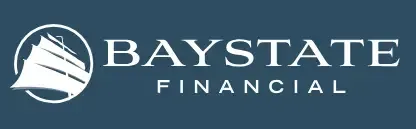 Baystate Financial logo: a white sailing ship within a blue circle, with text 