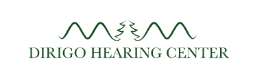 The logo for the dirigio hearing center is green and white.