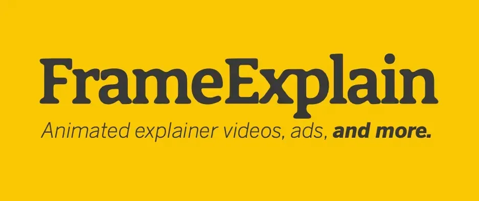 FrameExplain logo on yellow background, with text