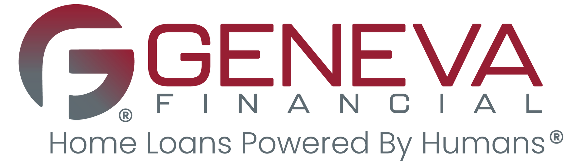 The logo for geneva financial home loans powered by humans