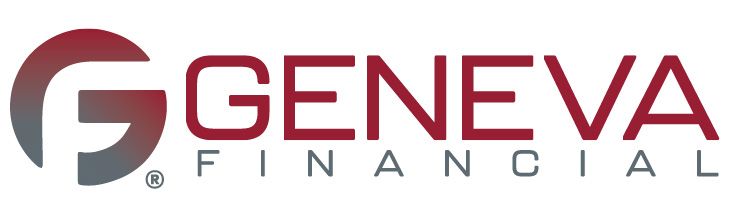 The logo for geneva financial is red and gray on a white background.